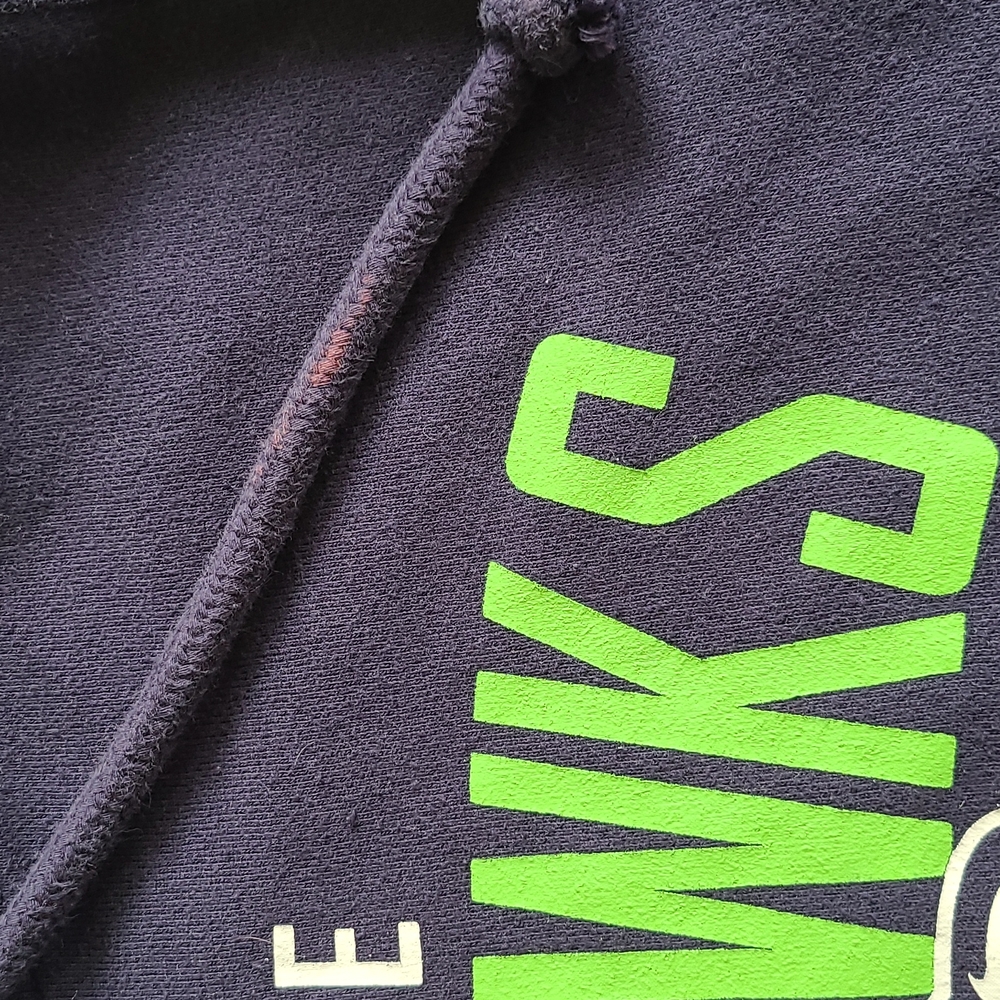 47 Small Navy Blue Green white Seattle Seahawks long sleeve hooded sweatshirt - Picture 4 of 6